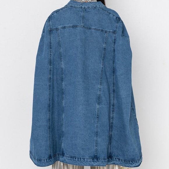 AKIRA 'DON'T TALK LOUD' DENIM TRENCH PONCHO - O/S - NWT - Picture 5 of 9